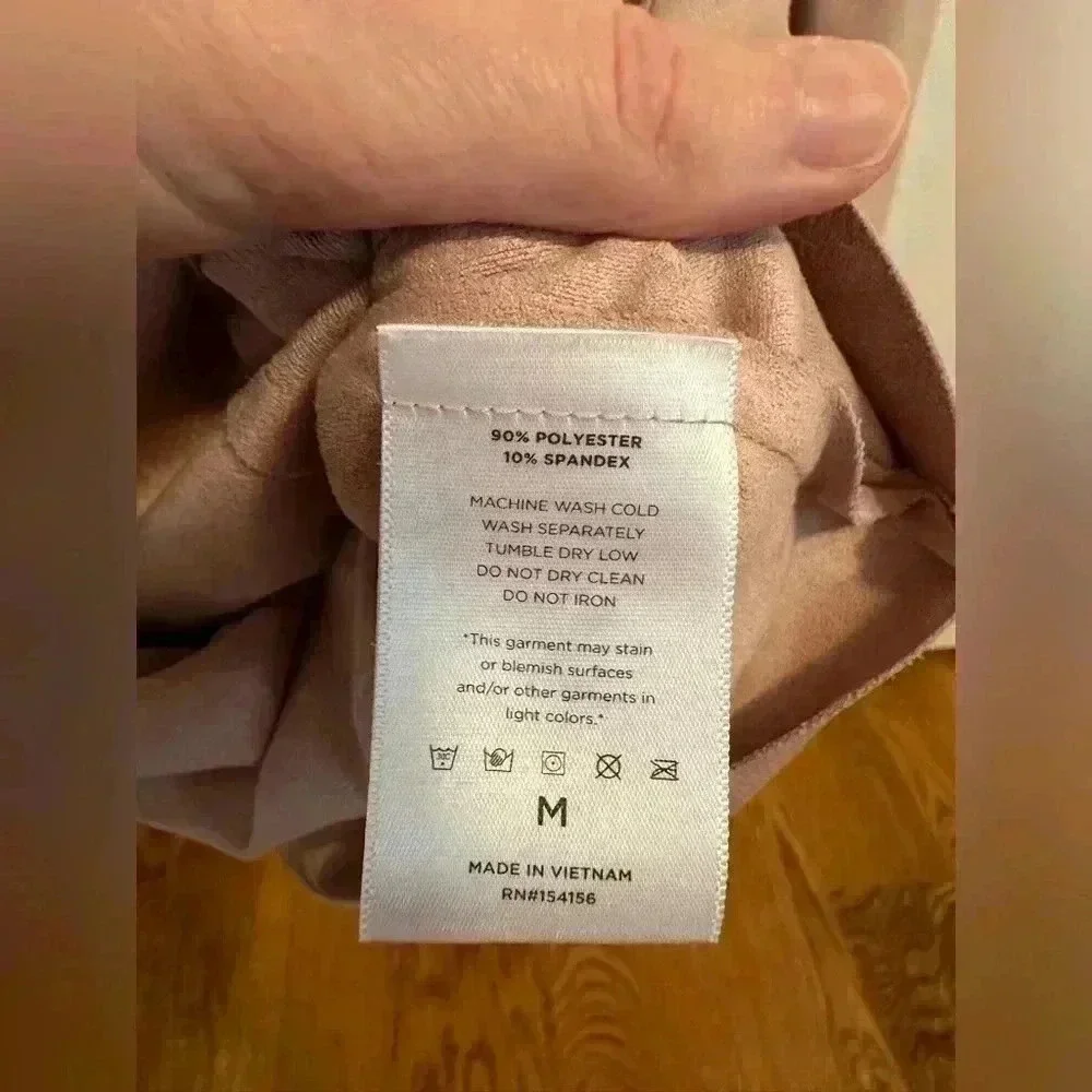 Mote Blush Pink Faux Suede Asymmetric Full-zip Raw Cut Lightweight Moto Jacket M - Picture 8 of 8